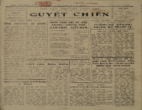 Một bức thư của Lãnh tụ Nguyễn Ái Quốc trên báo Quyết Chiến ở Huế